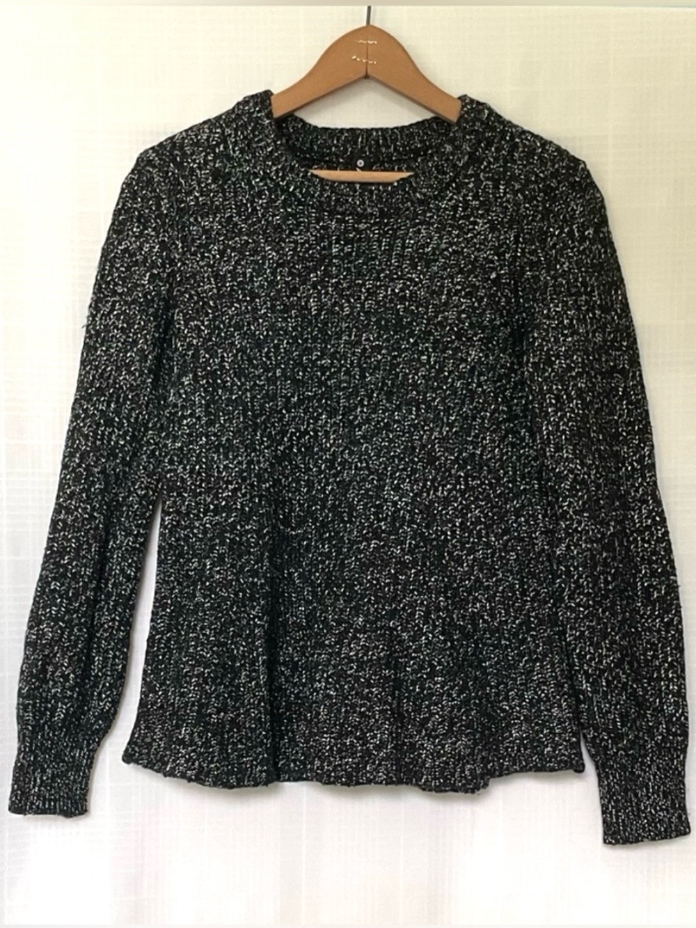 Athleta black and white wool blend marled sweater